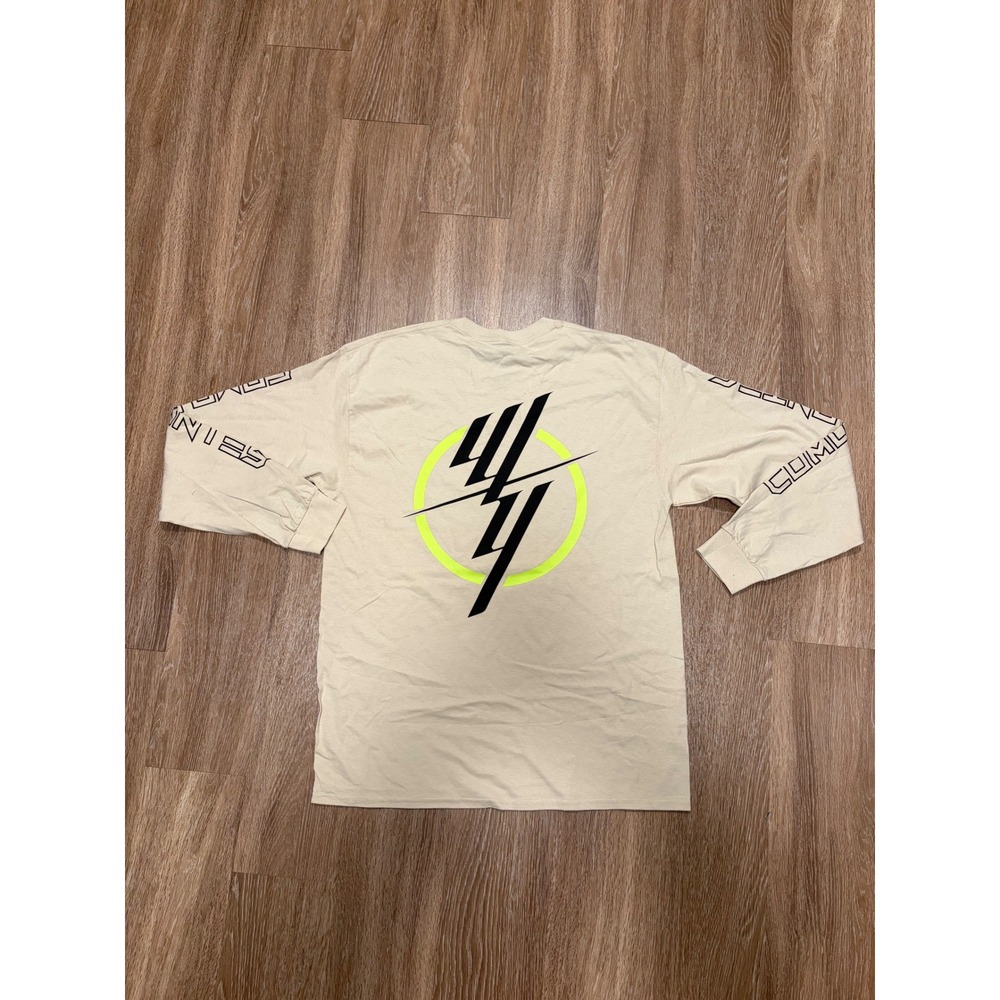 The Thread Shop Mens Tan Graphic Long Sleeve Tour T-Shirt Neon‎ Yellow Large